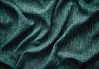Teal textured fabric draped in folds