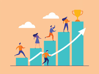 Teamwork, Growth, and Achieving Success A Vector Illustration