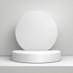 Empty white circular podium