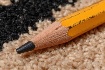 Close-up of a used yellow pencil on carpet