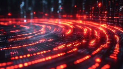 Abstract digital data streams forming concentric circles