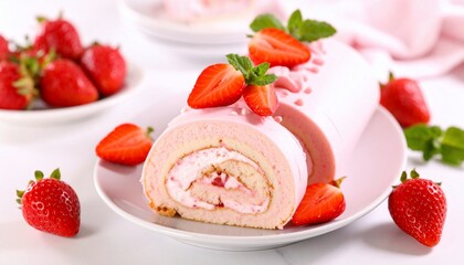 Delicious Strawberry Swiss Roll Cake