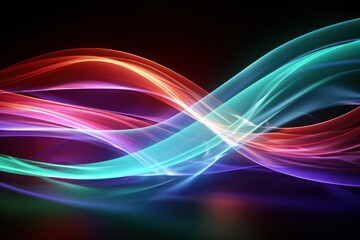 Abstract Neon background Glowing dynamic lines. Abstract background with wavy lines on black background.Abstract background with glowing lines. Abstract wavy background with glowing lines.