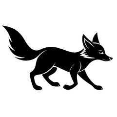 Fennec Fox runing vector Silhouette on white background