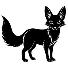 Fennec Fox vector Silhouette on white background