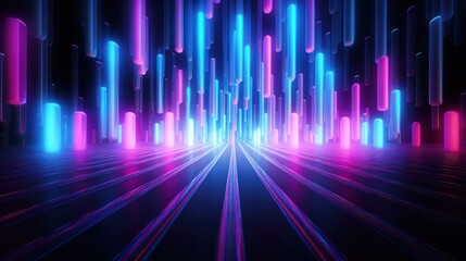 Abstract Neon background Glowing dynamic lines. Abstract background with wavy lines on black background.Abstract background with glowing lines. Abstract wavy background with glowing lines.