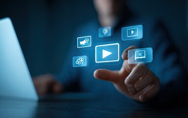 Person interacts with video player interface