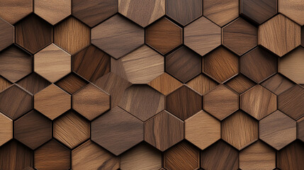 Brown Wooden Hexagon Geometric Pattern Texture Background