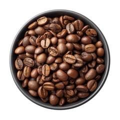 Naklejka premium Roasted coffee beans in bowl isolated on transparent background