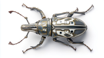 black beetle on white background