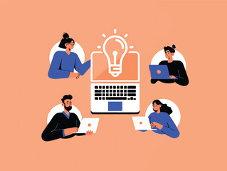 Teamwork, Brainstorming, and Creative Ideas A Vector Illustration