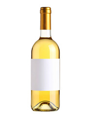 Weißwein flasche isoliert auf weißen Hintergrund