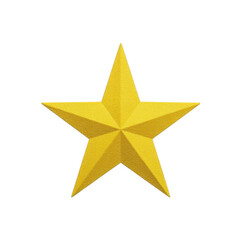 Fototapeta premium Shiny, textured yellow star with three dimensional appearance is set against plain transparency background, symbolizing achievement or excellence