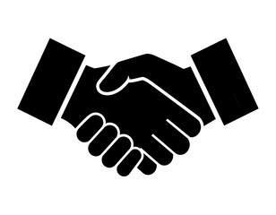 Handschlag Kontrastbild schwarz Silhouette icon isoliert auf weißen Hintergrund