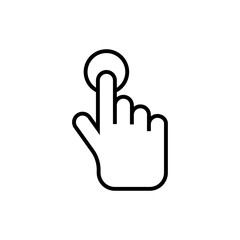 Touch the button with your finger. Vector icon and illustration.