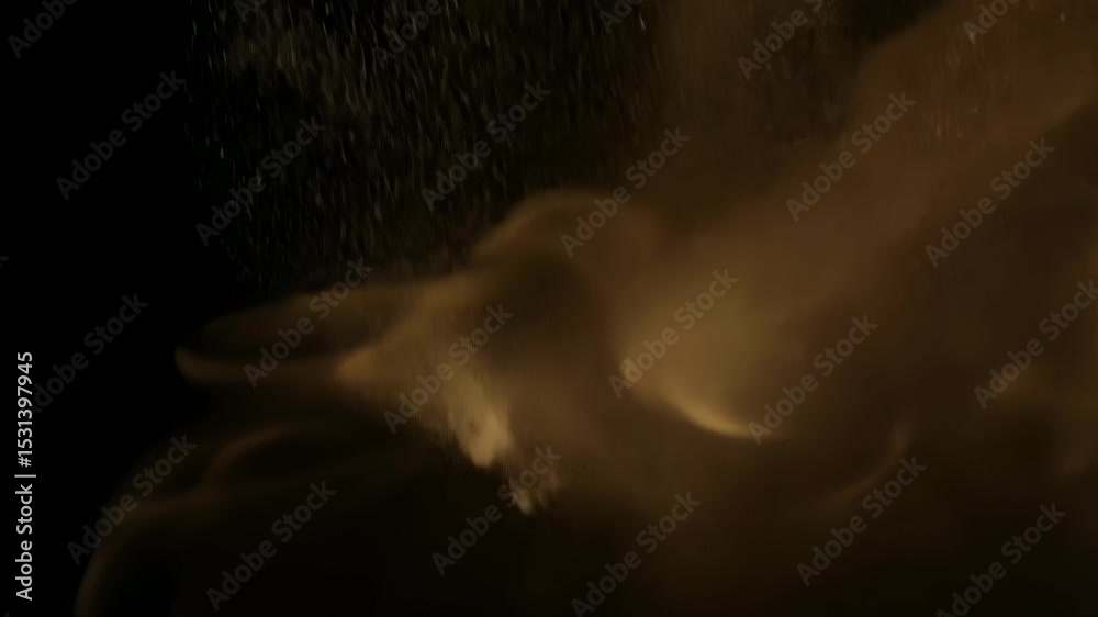Poster Abstract dynamic cloud of dust particles dispersing against black background in explosion