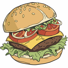Classic Cheeseburger with Fresh Toppings and Sauce