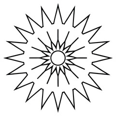 Abstract Black and White Starburst Sun Design