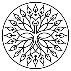 Circular Tree of Life with Mechanic Symbol Mandala