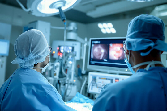 checking results of an endoscopy exam on screen