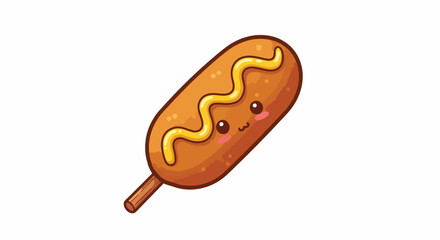 Cute Cartoon Corn Dog with Mustard