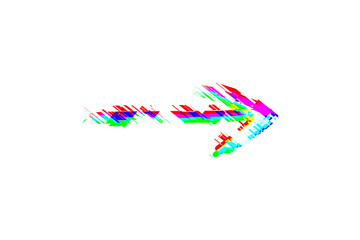 abstract glitch effect arrow object on transparent background