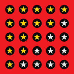 Set of ratings from one to five stars․Circular Styles for Feedback, Evaluation, and Quality Assessment