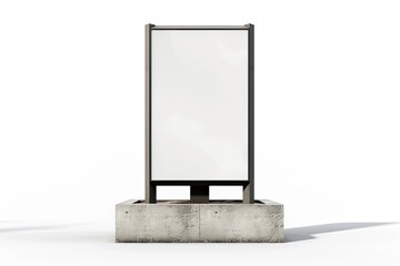 Vertical billboard with white empty screen standing near urban street, ready for marketing message or public communication