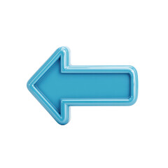 Glossy blue arrow pointing left with shiny, reflective surface, often used in digital interfaces to indicate direction or navigation. arrow smooth design adds modern touch