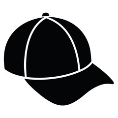 Black Silhouette of a Single Cap Isolated on White Background