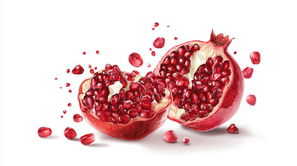 pomegranate on white background