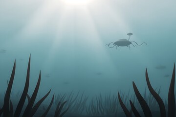 Alien probe exploration deep ocean scene