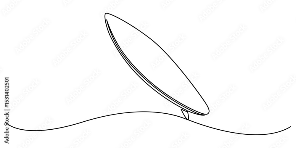 Poster single one line drawing surfboard, surfer standing on beach holding surfboard., continuous one line 