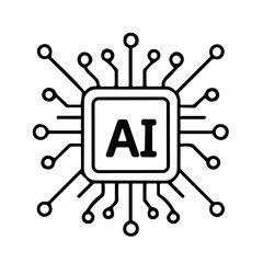 AI processor chip with circuit connections in minimalist design  