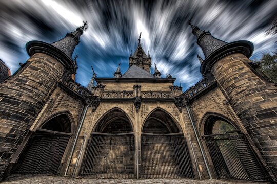 Architectural monument and a fast motion sky - Powered by Adobe