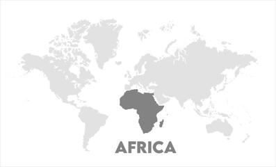 Africa map highlighted on the world map, Africa map, modern world map, Illustration, eps 10, worldwide, all continents, all countries, worldwide project