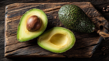avocado on wooden table