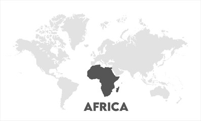 Naklejka premium Africa map highlighted on the world map, Africa map, modern world map, Illustration, eps 10, worldwide, all continents, all countries, worldwide project