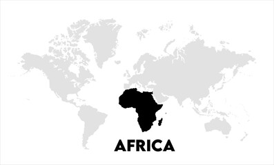 Africa map highlighted on the world map, Africa map, modern world map, Illustration, eps 10, worldwide, all continents, all countries, worldwide project