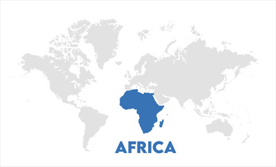 Africa map highlighted on the world map, Africa map, modern world map, Illustration, eps 10, worldwide, all continents, all countries, worldwide project