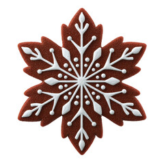 Beautifully decorated gingerbread cookie shaped like snowflake with intricate white icing patterns, perfect for festive occasions