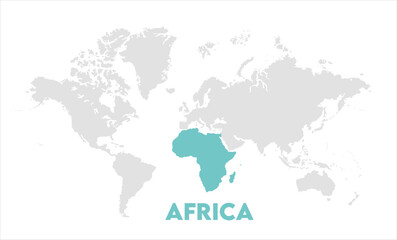 Africa map highlighted on the world map, Africa map, modern world map, Illustration, eps 10, worldwide, all continents, all countries, worldwide project