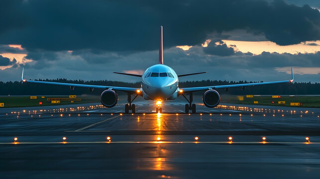 Passenger plane on the runway 2a0  03389