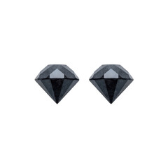 Two black diamonds are displayed against plain background, showcasing their faceted cuts and glossy surfaces. gems exude elegance and sophistication, perfect for jewelry design