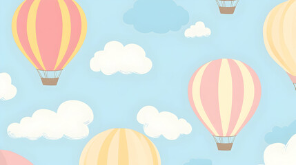 Pastel hot air balloons and cloud  1E5E0