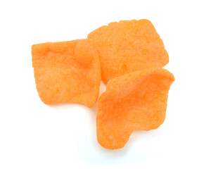 Fresh crunchy crab crackers on white background