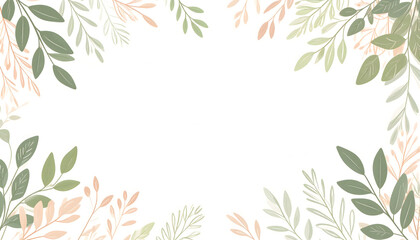 Hand-Drawn Tree Branches with Leaves Frame