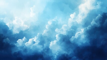 Textured cloudy sky in rich blue hues, soft fluffy clouds against a vibrant background.