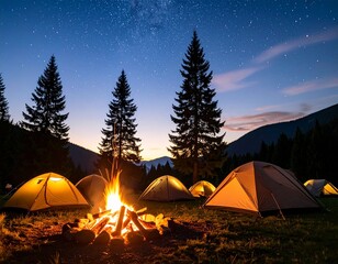 wilight Campfire: Silhouettes & Starry Whispers
