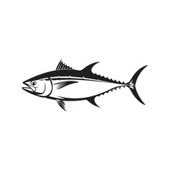 Tuna Fish Silhouette Vector – Vintage Style Sea Animal Artwork